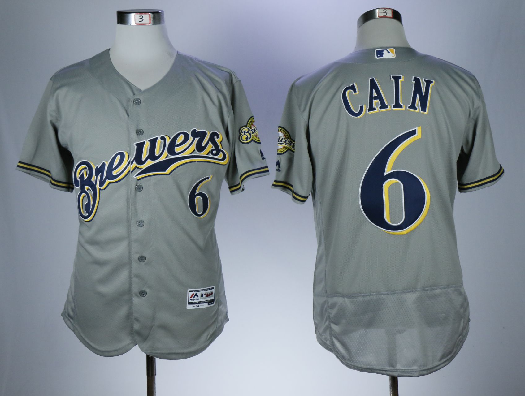Men Milwaukee Brewers #6 Cain Grey Elite MLB Jerseys->women nfl jersey->Women Jersey